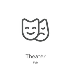 theater icon vector from fair collection. Thin line theater outline icon vector illustration. Outline, thin line theater icon for website design and mobile, app development.