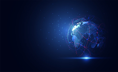 Global network connection. World map point and line composition concept of global business. Vector Illustration