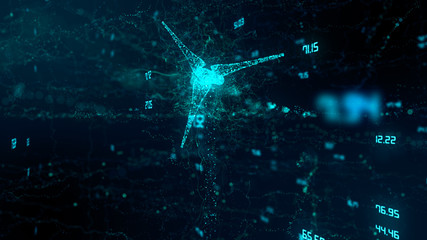 Renewable energy alternative using wind turbine to reduce global warming and climate change - conceptual 3d rendering