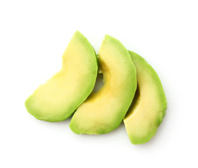 Fresh cut avocado on white background