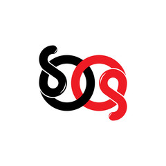 abstract letter sp simple loop curves line logo vector