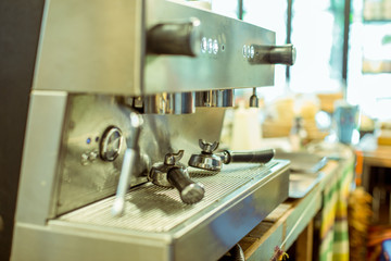 The blurred background of the beverage maker (coffee) that is intended for making water menus, is modern and saves time in customer service, tastes mellow and more delicious.
