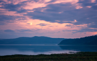 Kotokel lake in the Republic of Buryatia in Eastern Siberia after sunset