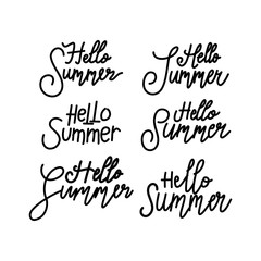 Hello Summer Script text Design Template Vector