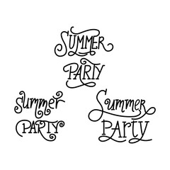 Summer Party Script text Design Template Vector