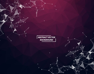 Fototapeta premium Abstract Purple Geometric Polygonal background molecule and communication. Connected lines with dots. Concept of the science, chemistry, biology, medicine, technology.