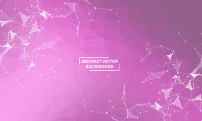 Abstract Purple pink Polygonal Space Background with Connecting Dots and Lines.  Connection structure and science background. Futuristic HUD design.