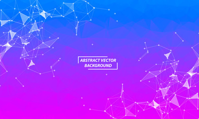 Abstract Purple blue Polygonal Space Background with Connecting Dots and Lines.  Connection structure and science background. Futuristic HUD design.