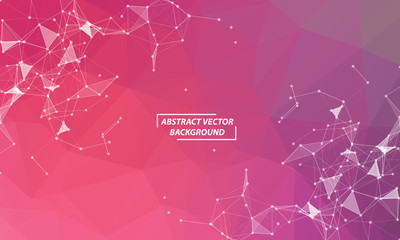 Abstract Red Polygonal Space Background with Connecting Dots and Lines.  Connection structure and science background. Futuristic HUD design.