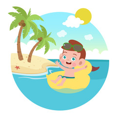Obraz na płótnie Canvas kid boy playing on beach vector illustration