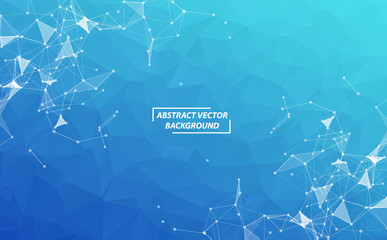 Geometric Blue Polygonal background molecule and communication. Connected lines with dots. Minimalism background. Concept of the science, chemistry, biology, medicine, technology.