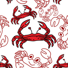 Crab Pattern Seamless Design Template Vector