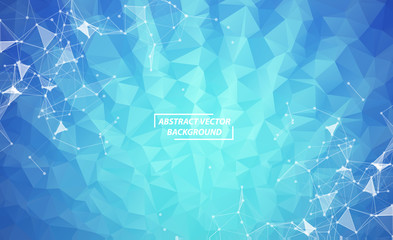 Abstract Blue Geometric Polygonal background molecule and communication. Connected lines with dots. Concept of the science, chemistry, biology, medicine, technology.