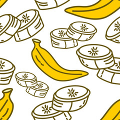 Banana Fruit Pattern Seamless Vector Template