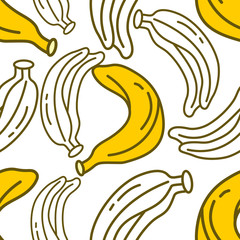 Fototapeta na wymiar Banana Fruit Pattern Seamless Vector Template