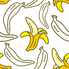 Banana Fruit Pattern Seamless Vector Template