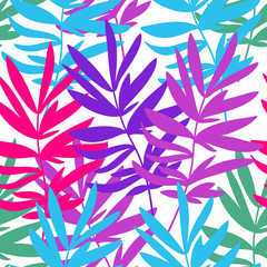 Trendy leaves seamless pattern for your design. Sketch for wrapping paper, floral textile, background fill, fabric.