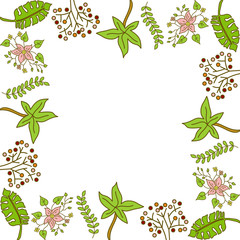 Flower Leaf Frame Empty Template Vector