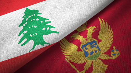 Lebanon and Montenegro two flags textile cloth, fabric texture