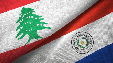 Lebanon and Paraguay two flags textile cloth, fabric texture