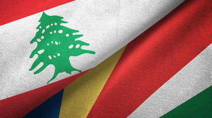 Lebanon and Seychelles two flags textile cloth, fabric texture