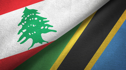 Lebanon and Tanzania two flags textile cloth, fabric texture
