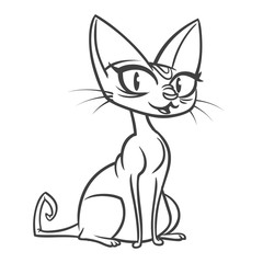 Cartoon spynx cat outlined. Vector illustration of sphynx cat for coloring book