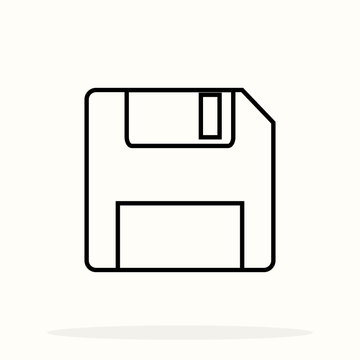 Disket line vector icon on white backround.