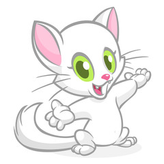 Cartoon funny cat excited expression