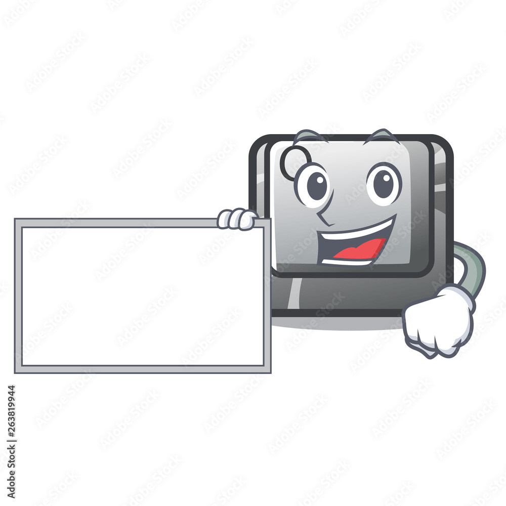 Sticker with board button q isolated in the mascot