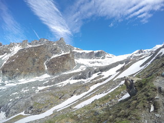 Mont Blanc mountain summit. The mountain is the highest in the alps and the European Union