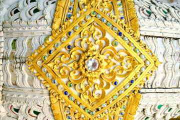 Closeup pattern of temple pillars in Thailand