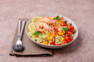Couscous with vegetables and shrimp