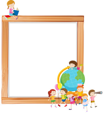 Children on wooden frame