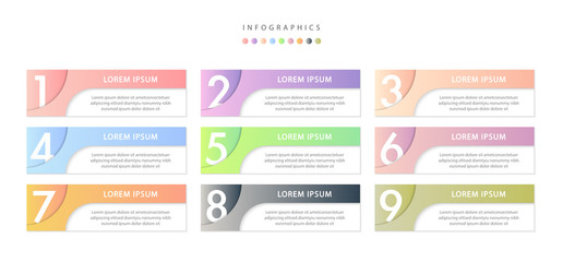 Vector infographic design UI template colorful gradient labels and icons