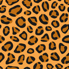 Fototapeta na wymiar Illustration of seamless animal print pattern texture background. Realistic leopard, panther, jaguar or cheetah skin color. Vector
