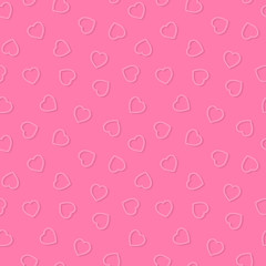 Illustration of seamless heart shape pattern on pink background. Valentine's day concept. Vector