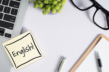 English Learning Concept On Sticky Note