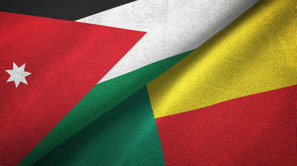Jordan and Benin two flags textile cloth, fabric texture