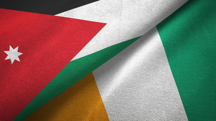 Jordan and Cote d'Ivoire Ivory coast two flags textile fabric texture