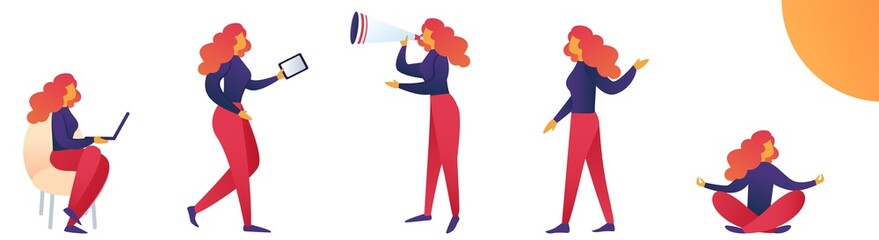 Vector Illustration Lifestyle and Stress Woman.