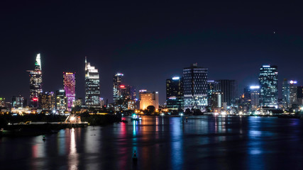 Fototapeta na wymiar hochiminh city skyline at night