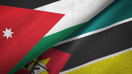 Jordan and Mozambique two flags textile cloth, fabric texture