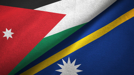 Jordan and Nauru two flags textile cloth, fabric texture