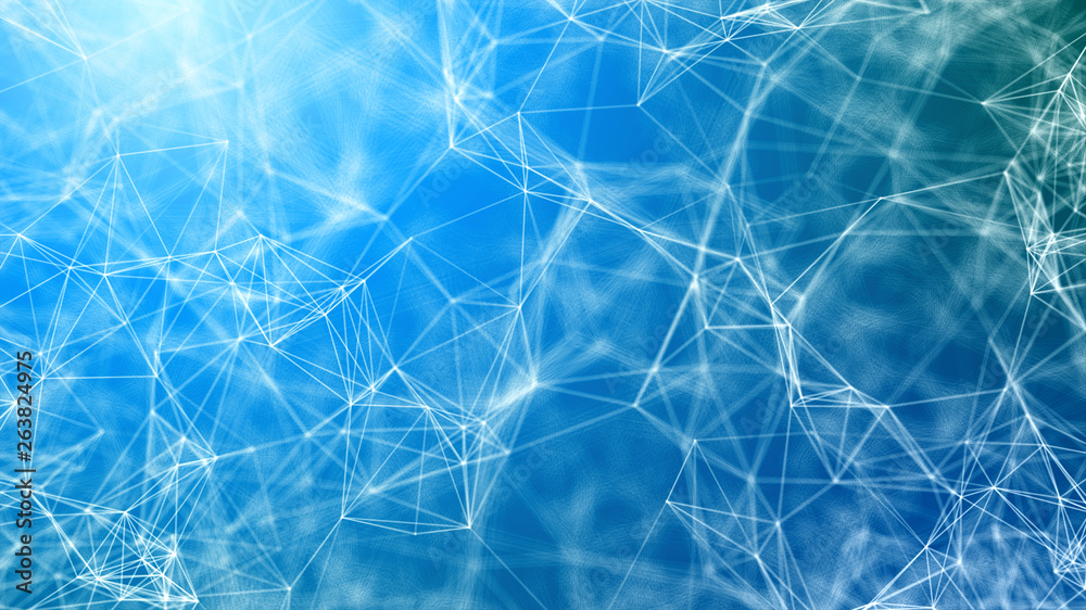 Wall mural abstract digital technology system platform dot line light connecting cyber space flow background, f