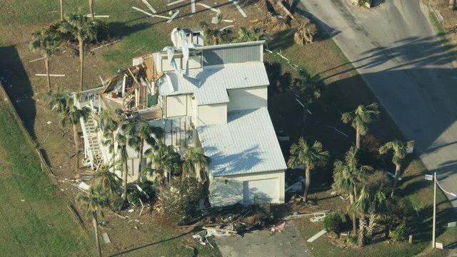 Aerial view property destroyed by Category 4 Hurricane 