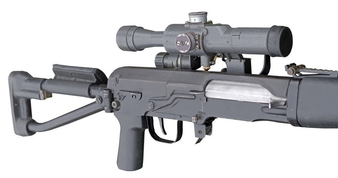 modern sniper rifle with optic scope