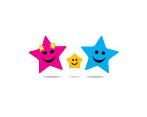 colorful stars family mom dad kid smile happy together 