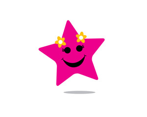 smiling Pink Star with flower accessories