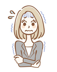 冷え性　女性　スーツ　寒気
